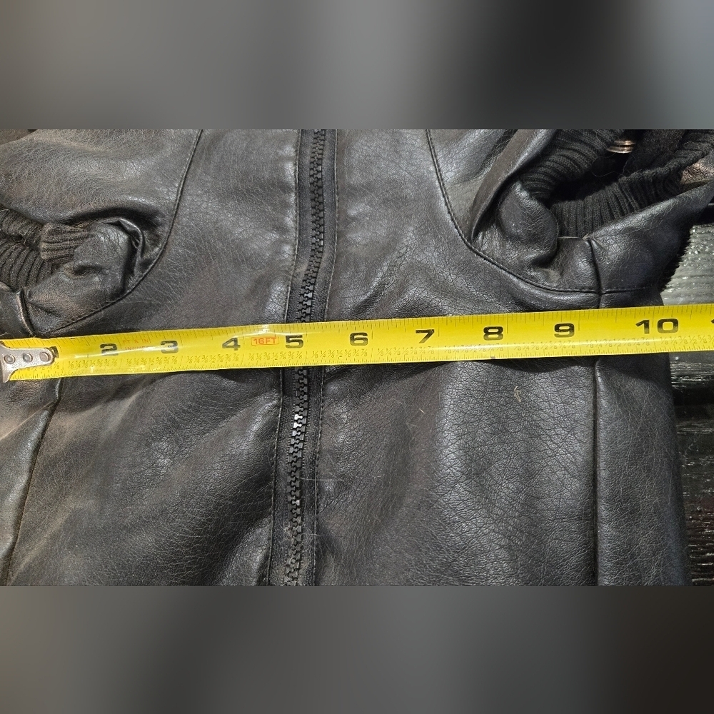 Dog Faux Leather Zip up Black Jacket Shirt - Picture 4 of 4